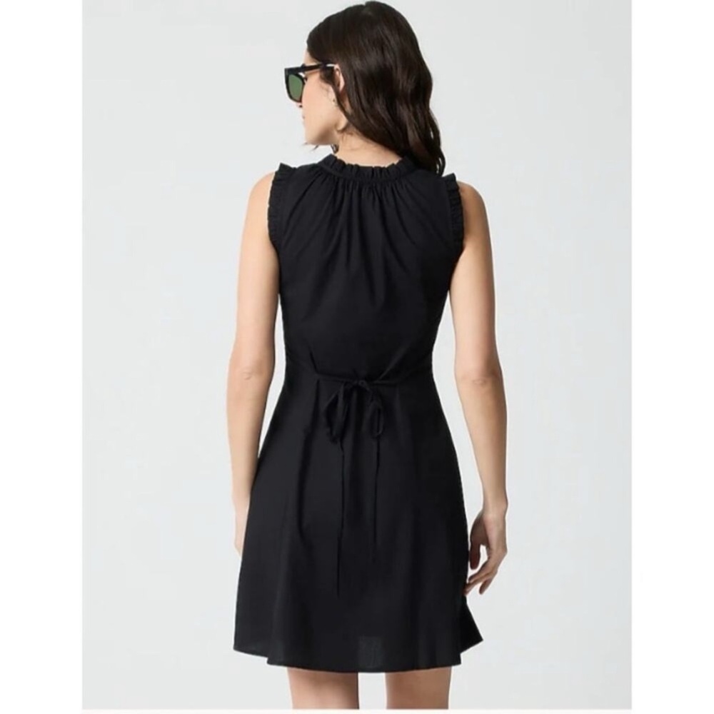 J.Crew Ruffle tie-neck mini dress Black Size 4 NWT Minimalist Contemporary Basic - Picture 2 of 10